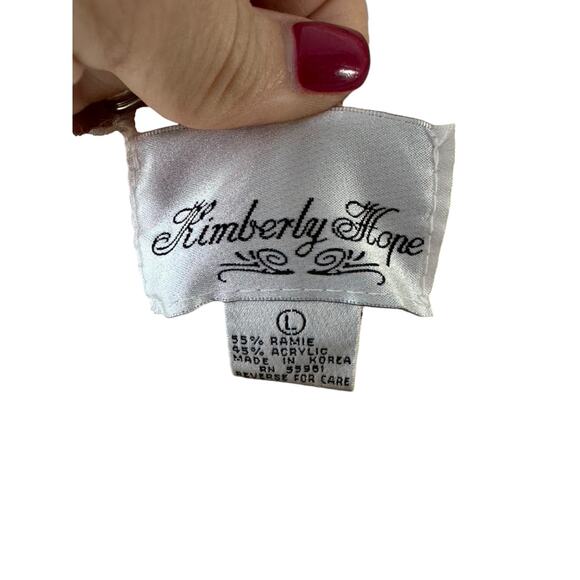 Vintage Kimberly Hope White & Pink Floral Knit Grandma Sweater Women's Large - Picture 10 of 11